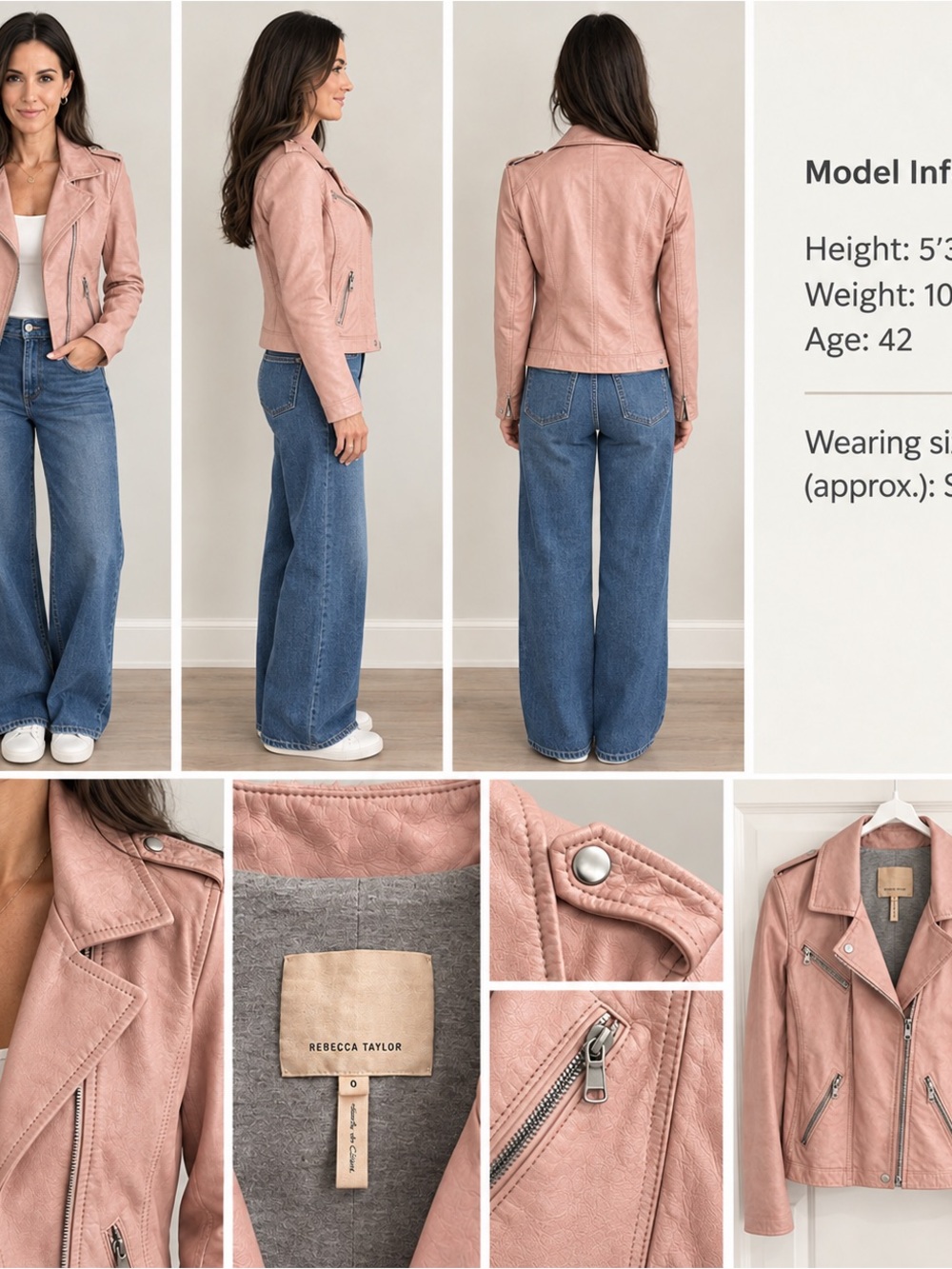 Pink Rebecca Taylor Leather Jacket Size 0 Genuine Leather.